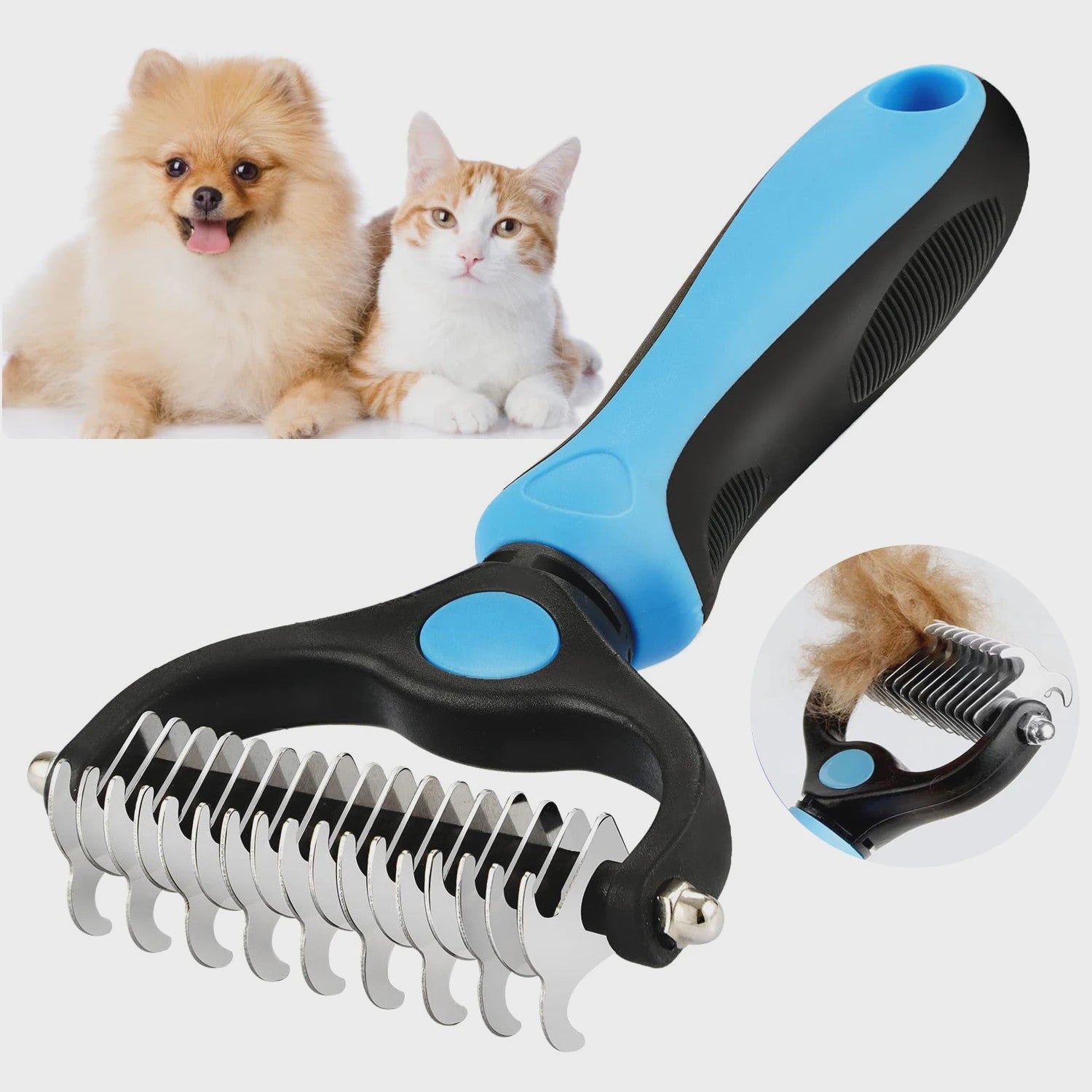 Dubbele Hondenborstel & Kattenborstel - Ontklitter & Ontwollingsborstel voor Huisdieren