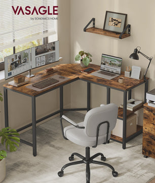 VASAGLE L-vormig Hoekbureau - Ruimtebesparend Kantoor Bureau 130x120x76 cm