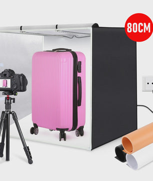80cm Fotostudio Lightbox Kit met 3 Kleuren Achtergronden & 80W Verlichting