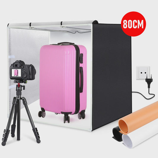 80cm Fotostudio Lightbox Kit met 3 Kleuren Achtergronden & 80W Verlichting