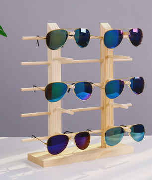 Houten Brillen Display Standaard - 5 Lagen Opbergrek voor Zonnebrillen en Optische Brillen