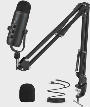 Professionele USB Condensator Microfoon Set met Boom Arm - Ideaal voor Podcast, Streaming & Opnames