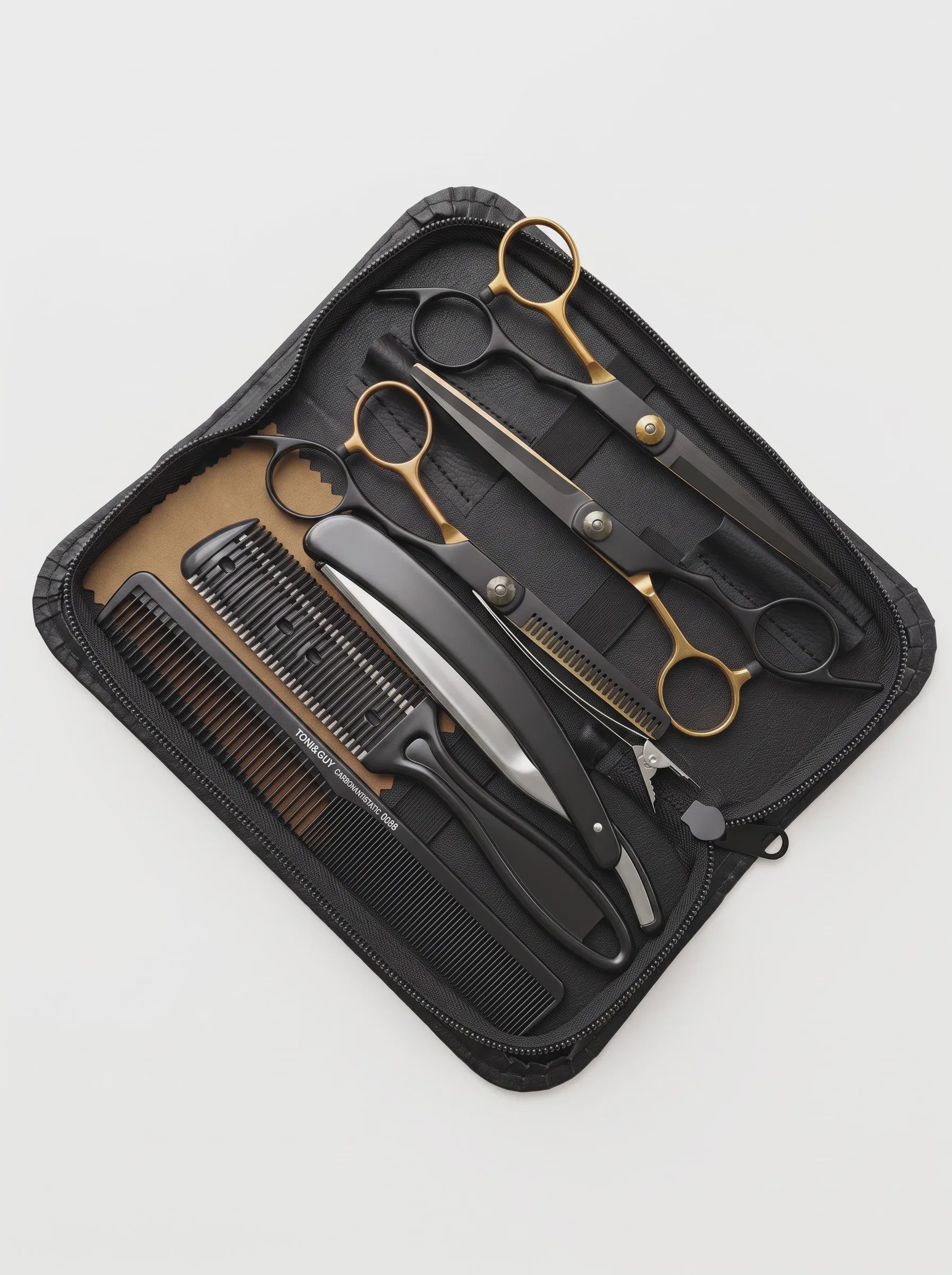 Professionele Haarstyling Set: Kappersscharen, Kammen, Scheermes & Opbergkoffer