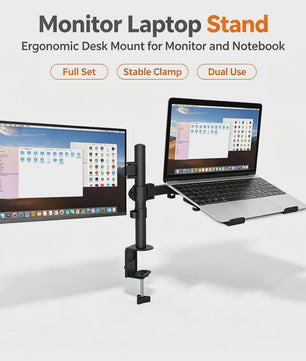 Ergonomische Monitor & Laptop Bureau Mount - Dubbele Arm met 360° Rotatie
