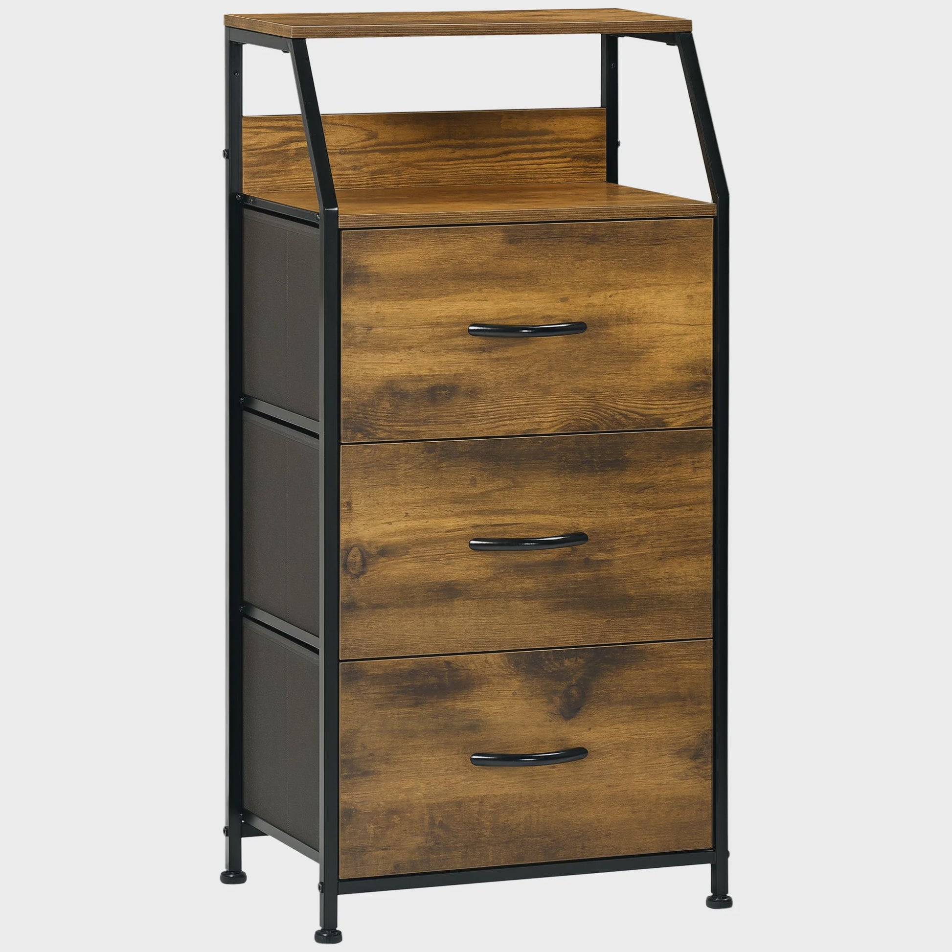 Industriële Ladekast met 3 Lades en 2 Open Planken - 44x29x92 cm