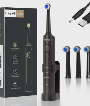 Fairywill T2233 Elektrische Tandenborstel met 4 Opzetborstels - Krachtige Rotatie & Sonische Reiniging