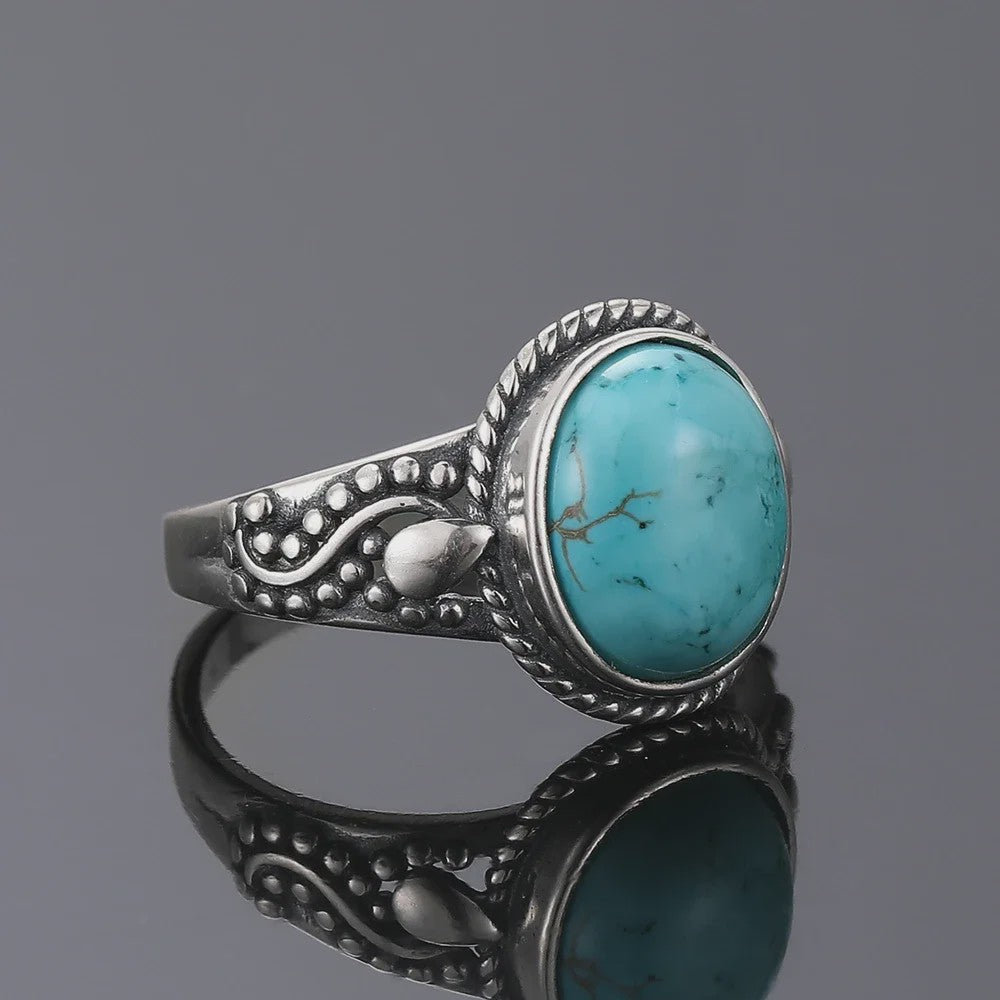 S925 Zilveren Ring met Ovaal Natuurlijke Turkoois - Fijne Sieraden voor Dames en Heren