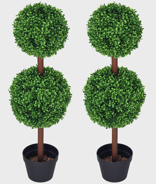 Set van 2 Kunstplanten Buxus Bolvorm 90cm Hoog - Realistisch & Onderhoudsvrij