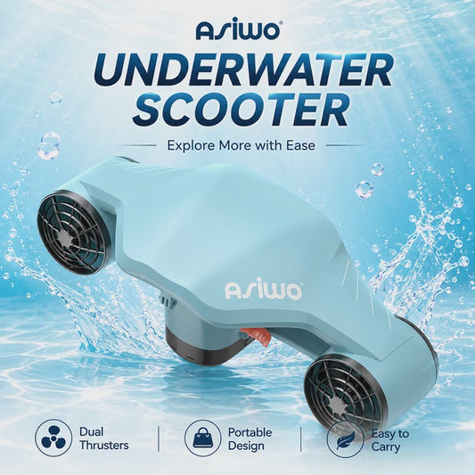 Asiwo MANTA 2 Onderwater Scooter - 40M Waterdicht, met Camera Mount voor Duiken & Snorkelen