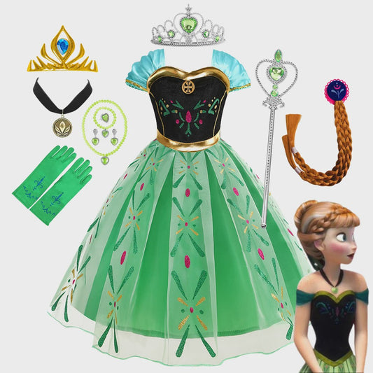 Prinsessenjurk Anna Frozen Kinderkostuum - Feestelijk Verkleedjurkje