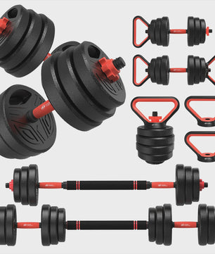GartistGO 3-in-1 Verstelbare Dumbbell & Barbell Set 20kg - Krachttraining Thuis
