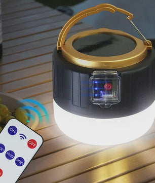 Draagbare LED Campinglamp met Solar & USB Opladen - Waterdicht en Krachtig