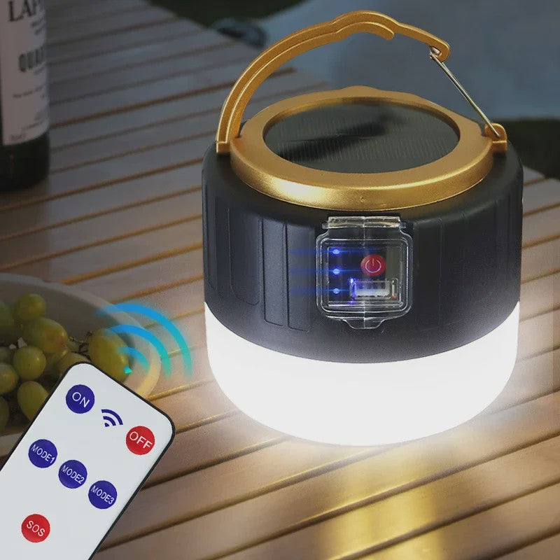 Draagbare LED Campinglamp met Solar & USB Opladen - Waterdicht en Krachtig
