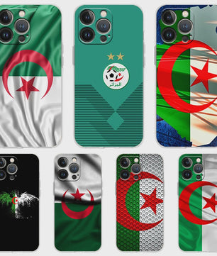 Transparante TPU Hoesje met Algerijnse Vlag - Schokbestendig voor iPhone (Diverse Modellen)