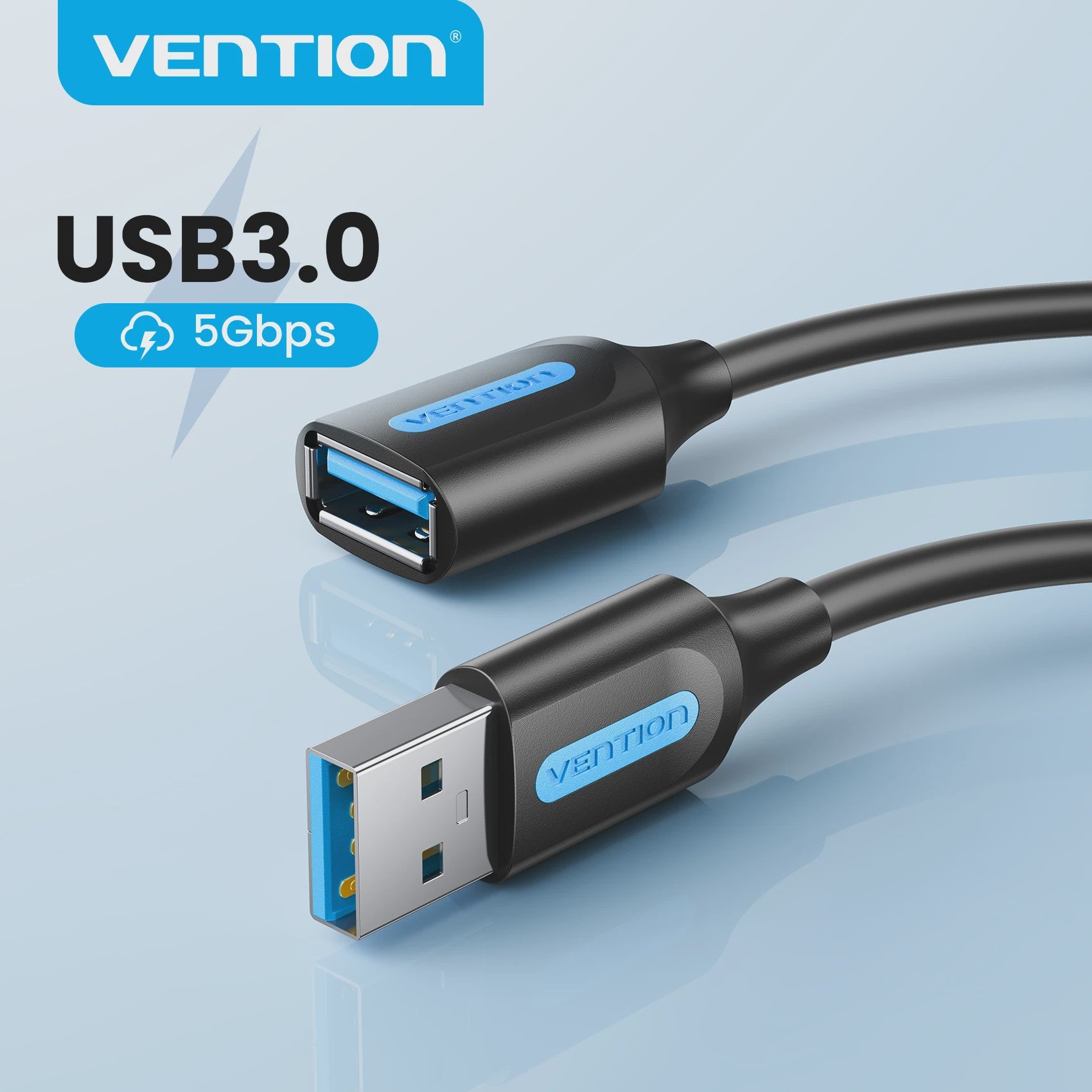 Vention USB 3.0 Verlengsnoer - Snelle Dataoverdracht voor PC, TV, Console & Meer