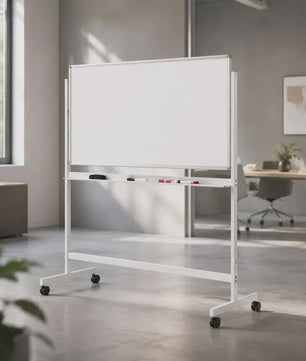 Mobiel Dubbelzijdig Magnetisch Whiteboard met Wieltjes, Pennen & Gum - 120x60cm