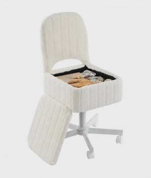 Comfortabele Make-up Stoel met Opbergruimte, Verstelbaar & Opvouwbaar - Wit