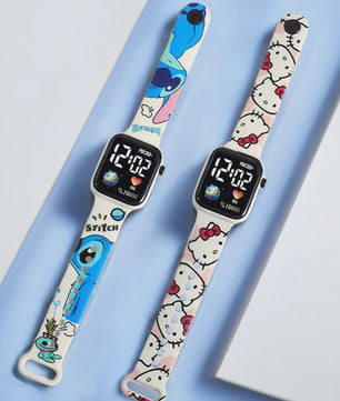Vrolijk Stitch & Hello Kitty Kinderhorloge - Digitaal & Leuk voor Meisjes