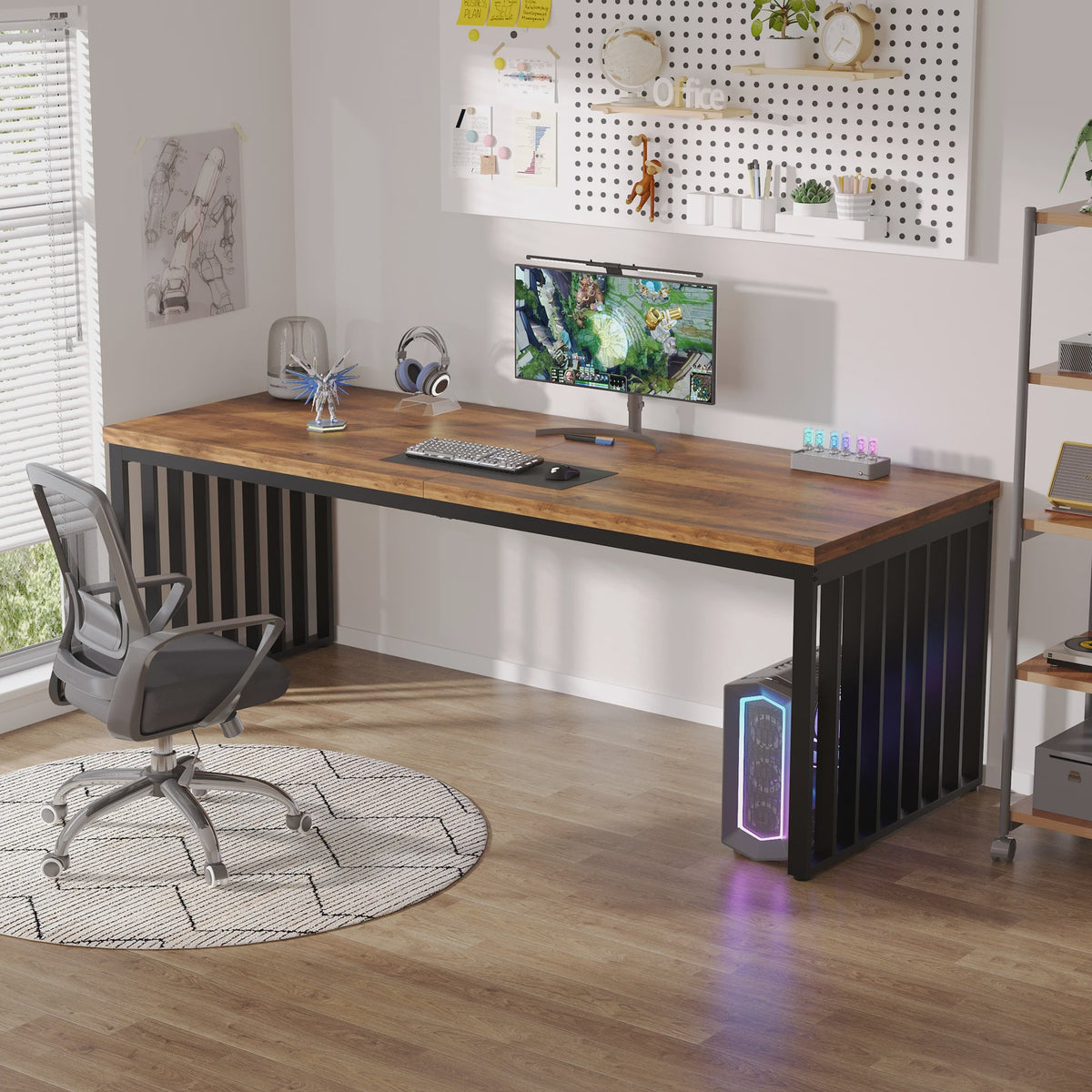 Industriële 180cm Bureau voor 2 Personen met Metalen Frame