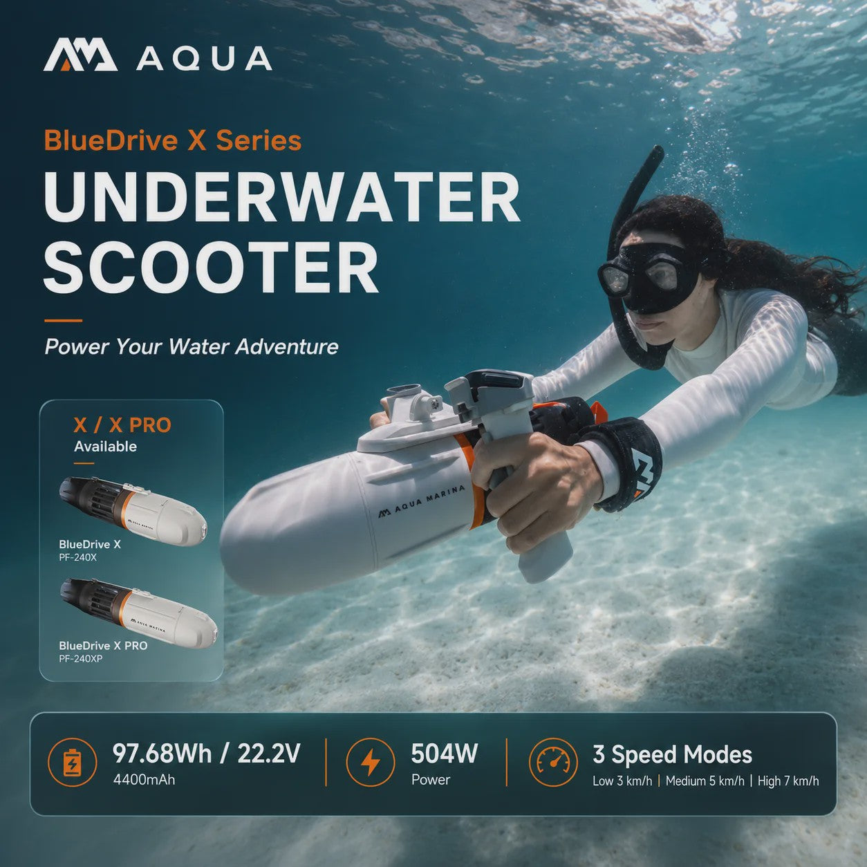 Aqua Marina BlueDrive X/X PRO Elektrische Onderwater Scooter - Krachtige Waterpropeller voor Duiken, SUP & Kajak