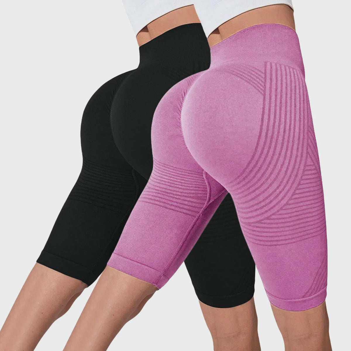 2-Pack Seamless High-Waisted Yoga Shorts met Push-Up Effect - Perfect voor Fitness & Training