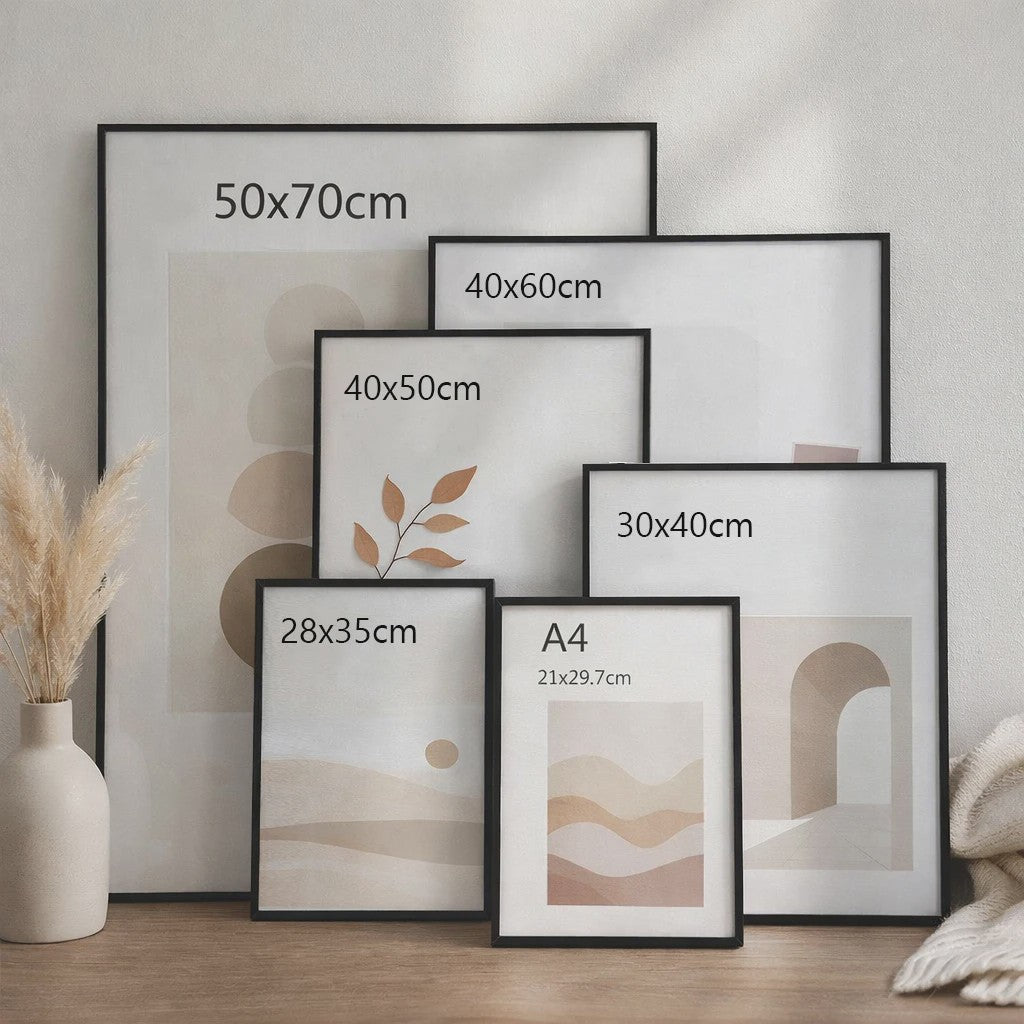 Moderne Zwarte Aluminium Fotolijst 40x50cm - Stijlvol Ophangen Verticaal/Horizontaal