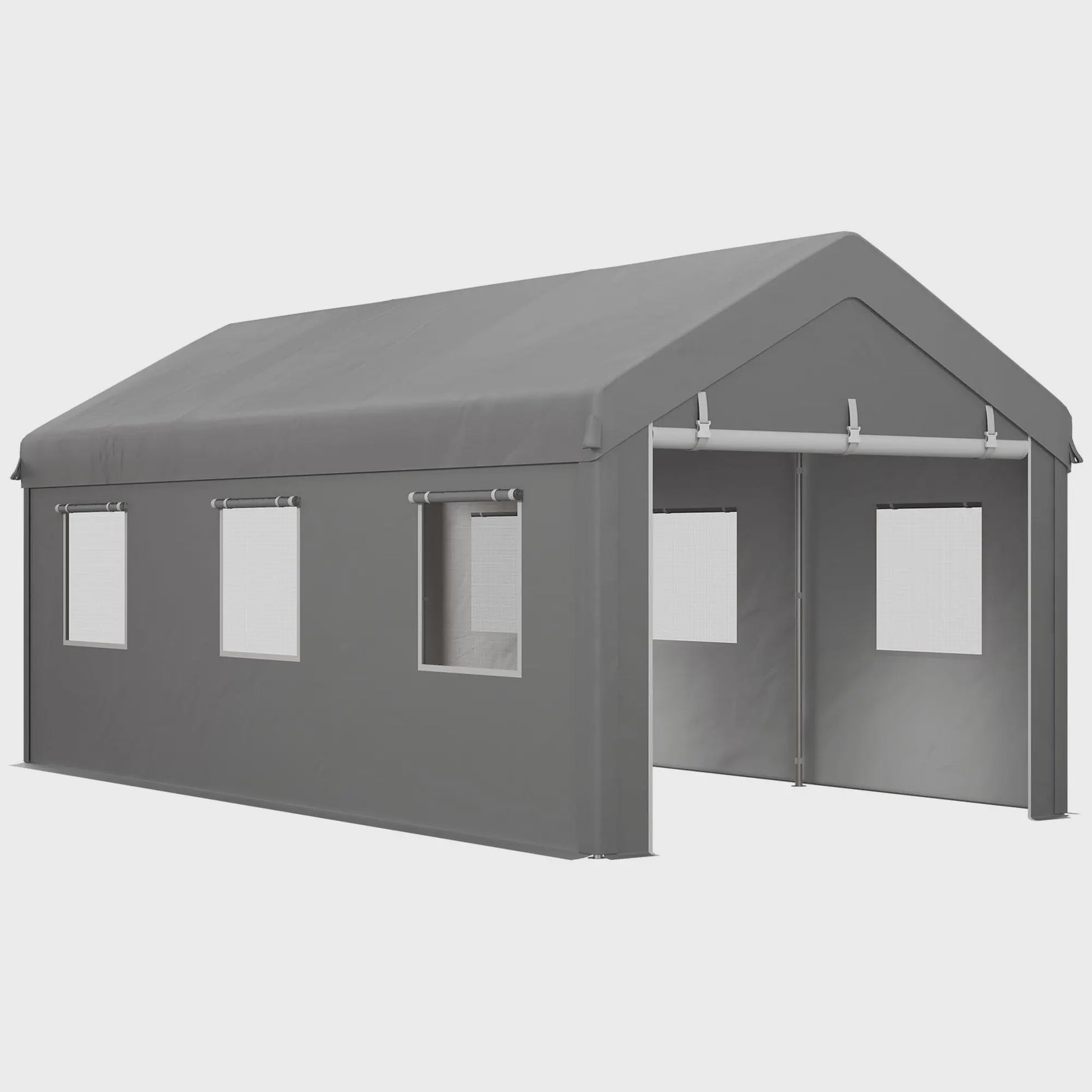 VEVOR Garagetent 6x3m - Stevig Stalen Frame, PE Zeil 160g/m², 2 Deuren & 6 Ramen