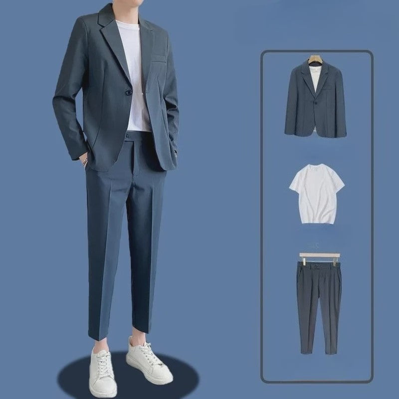 Stijlvol Koreaans Casual Herenpak - Loose Fit Lente/Herfst