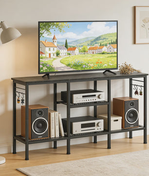 TV Meubel met Open Opbergvakken en Soundbar Plank - Geschikt voor TV's tot 55 Inch