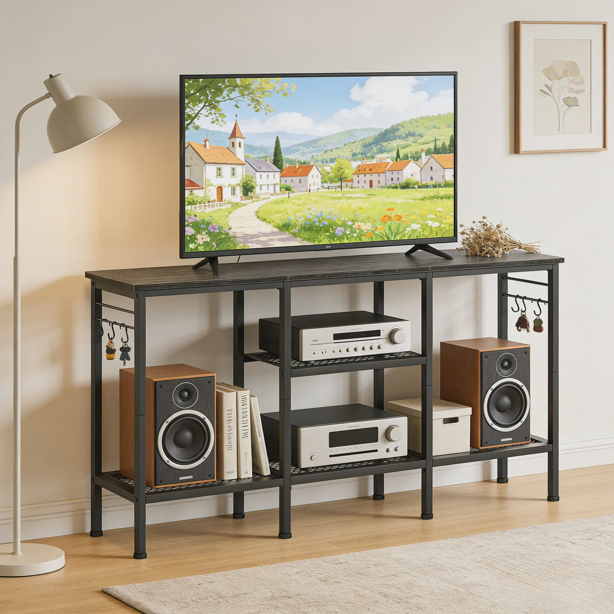 TV Meubel met Open Opbergvakken en Soundbar Plank - Geschikt voor TV's tot 55 Inch