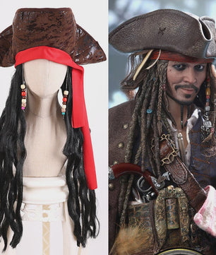 Zwarte Lange Krullende Pruik - Piratenkapitein Cosplay & Feest