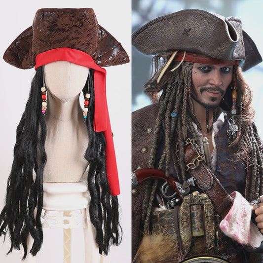 Zwarte Lange Krullende Pruik - Piratenkapitein Cosplay & Feest