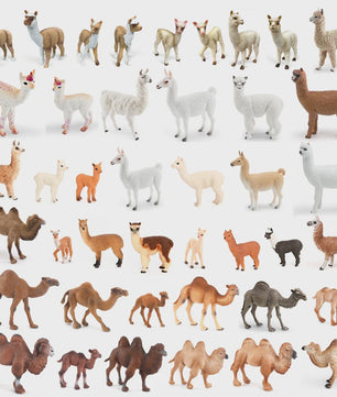 Realistische Alpaca & Kameel Figuren Set - Handgeschilderd, Educatief Speelgoed