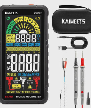 KAIWEETS KM601S/KM602 Digitale Multimeter: Smart & Manual, True-RMS, 10000/6000 Counts, Zaklamp