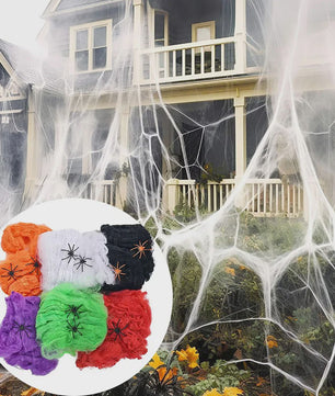 Halloween Spinnenweb Decoratie met Spinnen - Creëer een Griezelige Sfeer