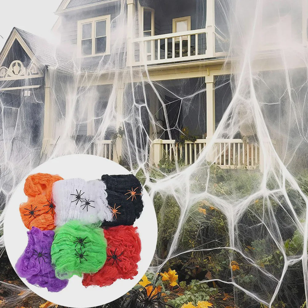 Halloween Spinnenweb Decoratie met Spinnen - Creëer een Griezelige Sfeer