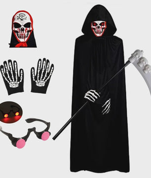 Kinderkostuum Doodskop Grim Reaper met Kap, Zeis en Accessoires - Halloween