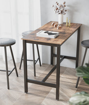 VASAGLE Bartafel met Metalen Frame - Stijlvol Vintage Houtlook - Eenvoudige Montage