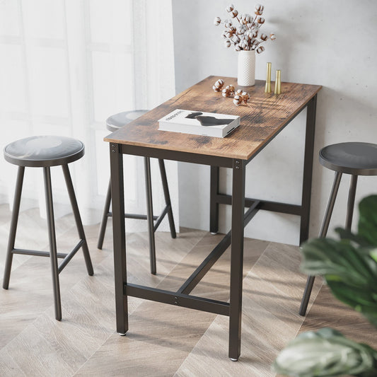 VASAGLE Bartafel met Metalen Frame - Stijlvol Vintage Houtlook - Eenvoudige Montage