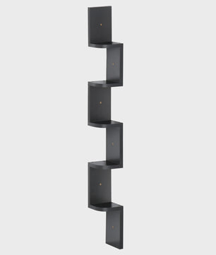 HOMCOM Hoekwandrek Zwart Houten Zigzag - 5 Niveaus