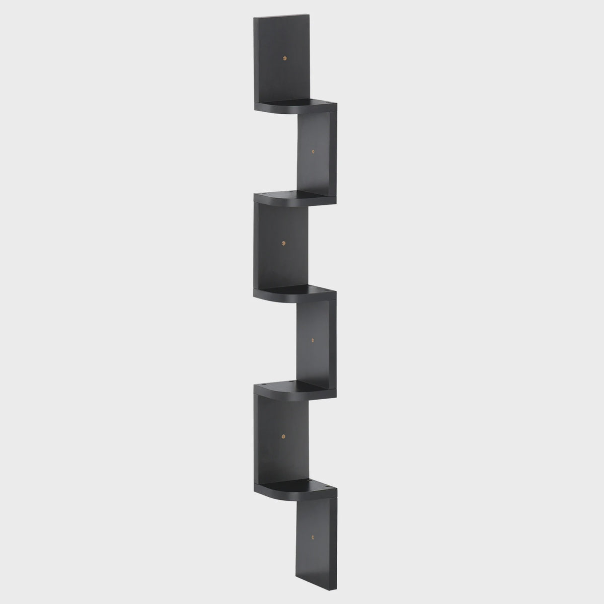 HOMCOM Hoekwandrek Zwart Houten Zigzag - 5 Niveaus