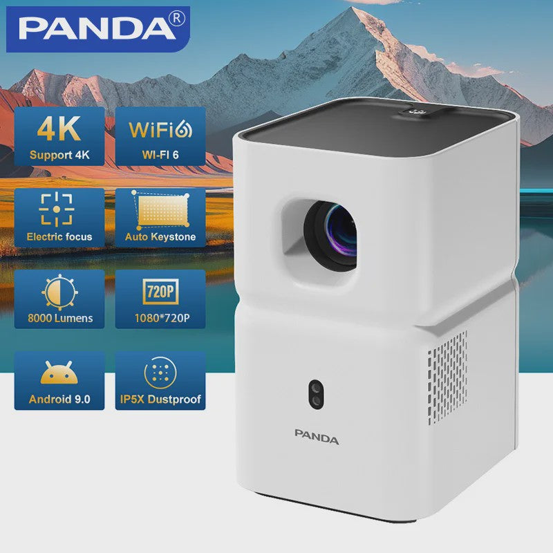 PANDA PF03 Mini Projector: Full HD, Android 9.0, Wifi6, 200 ANSI Lumen, 4K Ondersteuning