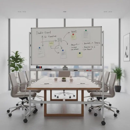 Dubbelzijdig Mobiel Whiteboard 120x60cm met Magneten, Pennen en Gum