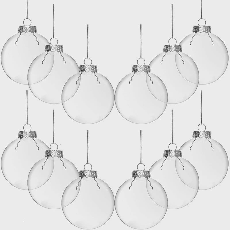 Set van 6 Transparante Kerstballen - Vulbaar & Ophangbaar - Decoratie & Cadeau
