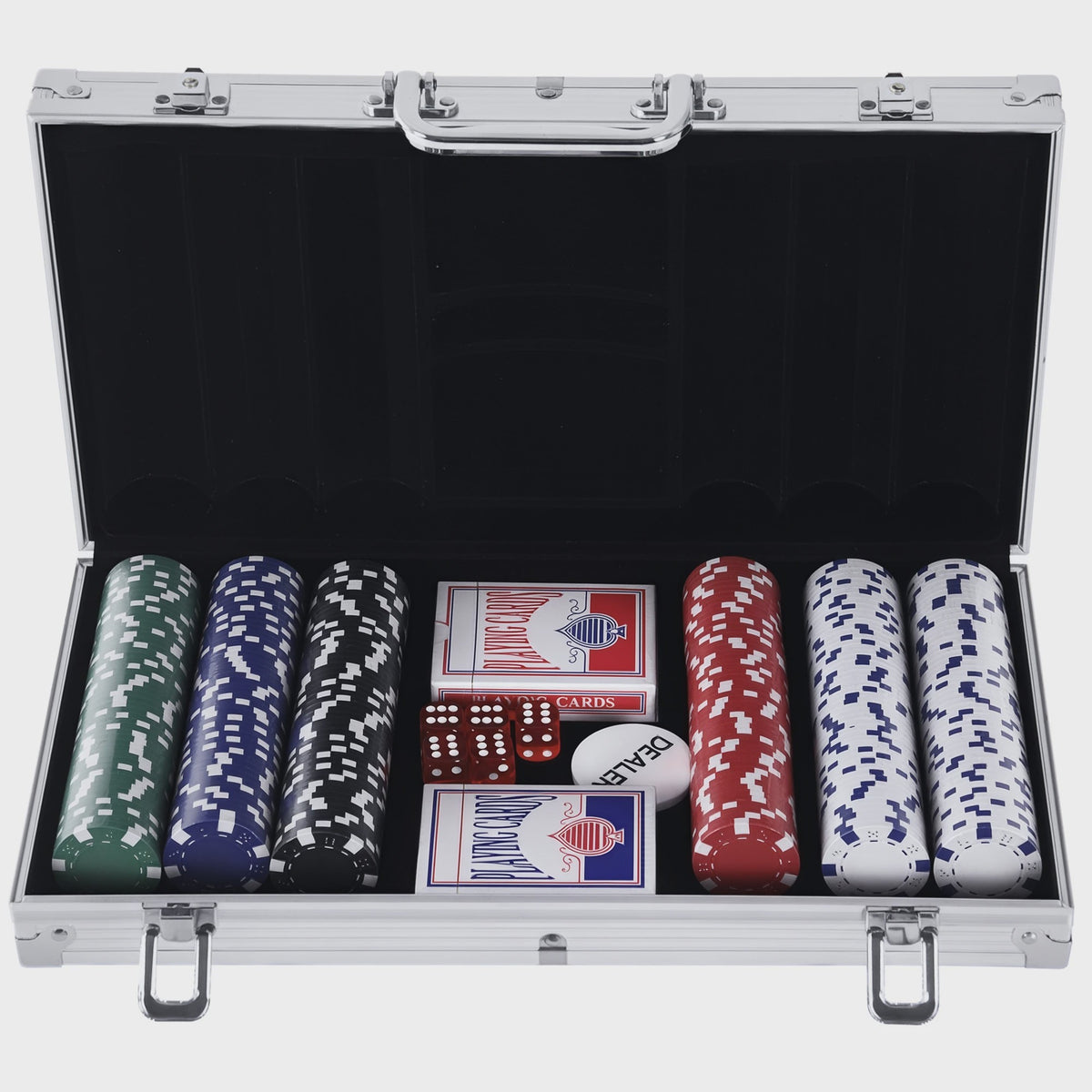 Complete Poker Set met 300 Chips, Kaarten en Aluminium Koffer