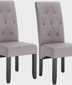 Set van 2 eetkamerstoelen met hoge rugleuning en comfortabele zitting - Massief Hout