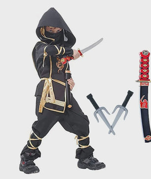 Stoer Zwart Ninja Kostuum voor Kinderen met Accessoires - Perfect voor Feestjes en Halloween