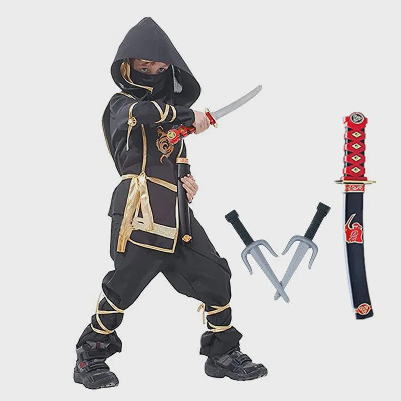 Stoer Zwart Ninja Kostuum voor Kinderen met Accessoires - Perfect voor Feestjes en Halloween