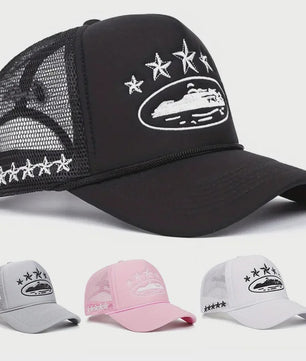 Unisex Trucker Cap met Mesh Achterkant en Unieke Print - Streetwear Stijl