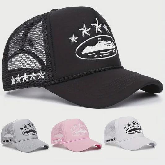 Unisex Trucker Cap met Mesh Achterkant en Unieke Print - Streetwear Stijl